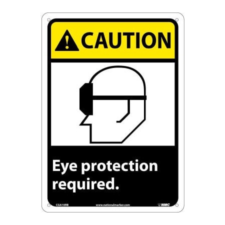 National Marker Co Graphic Signs - Caution Eye Protection Required - Plastic 10inW X 14inH CGA10RB